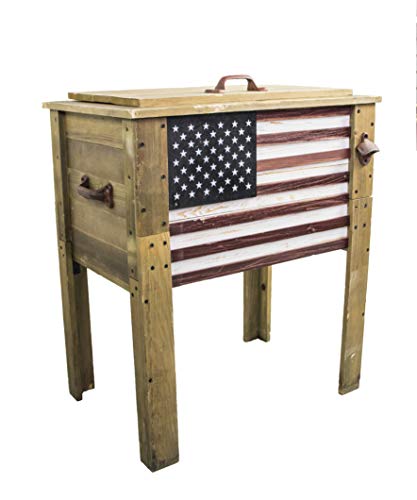BACKYARD EXPRESSIONS PATIO · HOME · GARDEN 913284-NM Outdoor Beverage Cooler for Patio-87 Qt. w/Folding Side Tables-Rustic Brown-Backyard Expressions, 87 Quart, Natural Wood
