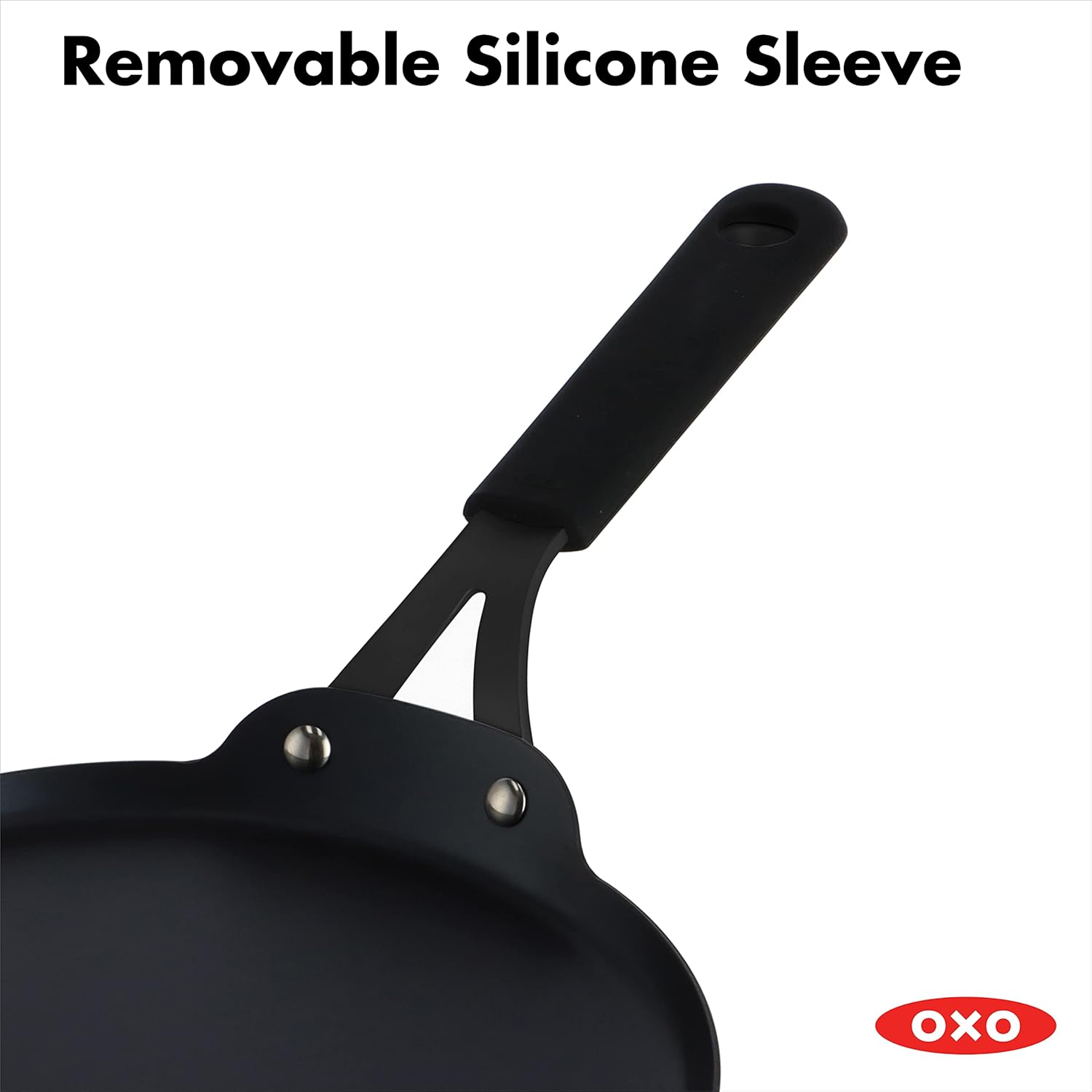 OXO Obsidian Pre-Seasoned Carbon Steel Induction Safe 12 Outdoor Frying Pan/Skillet with Silicone Sleeve, Black