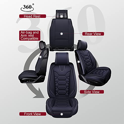 OASIS AUTO Toyota RAV4 Accessories Seat Covers 2013-2025 Custom Fit Leather Cover Protector Cushion for RAV-4 (Sport Front Pair, Black&Gray)