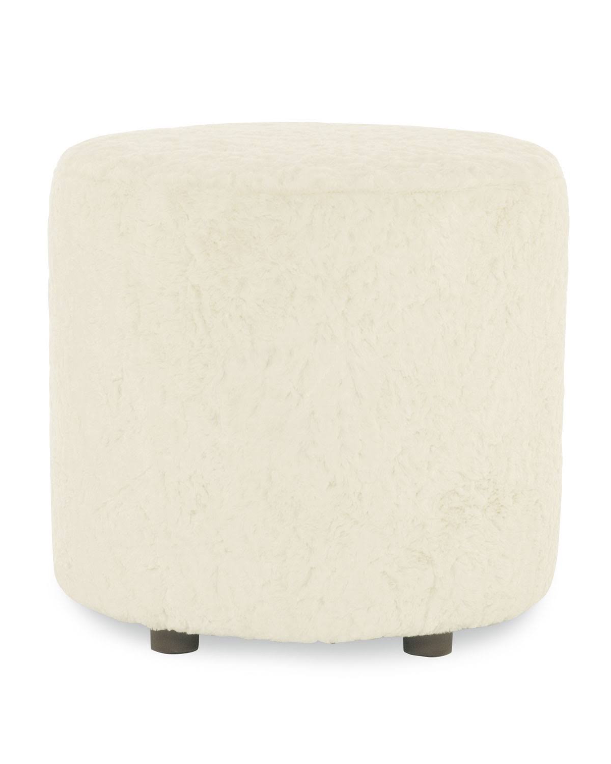Bernhardt Pisa Faux Fur Ottoman, Ivory, Living Room Seating Ottomans u0026 Stools