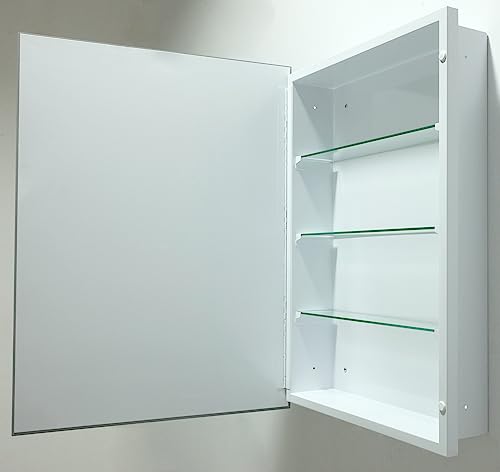 14"x24" Bathroom Medicine Cabinet with Mirror, Rectangular Beveled Frameless Mirror Cabinet,Wall Mounted Cabinet for Bathroom Toilet Kitchen,Recess or Surface Mount Installation