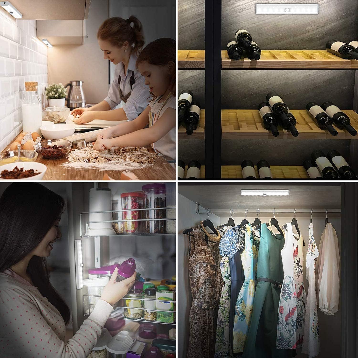 Led Motion Sensor Closet Lights 5 Pack, Wireless Under Cabinet Lighting Rechargeable Under Counter Lights, Homelife Motion Sensor LED Lights, Stick-on Anywhere Night Light Bar for Kitchen Wardrobe