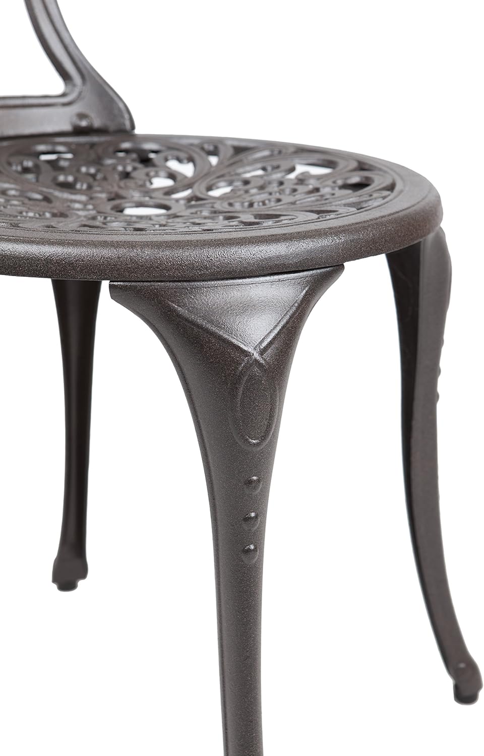 Patio Sense 61908 Faustina Cast Aluminum 3-Piece Bistro Set Two Chairs & Table Lightweight Maintenance Free Outdoor Seating - Antique Bronze Finish