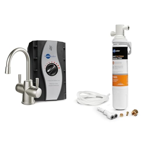 InSinkErator HOT250 Instant Hot Water Dispenser System, Single-Handle Faucet in Satin Nickel with 2/3-Gallon Stainless Steel Tank, H250SN-SS