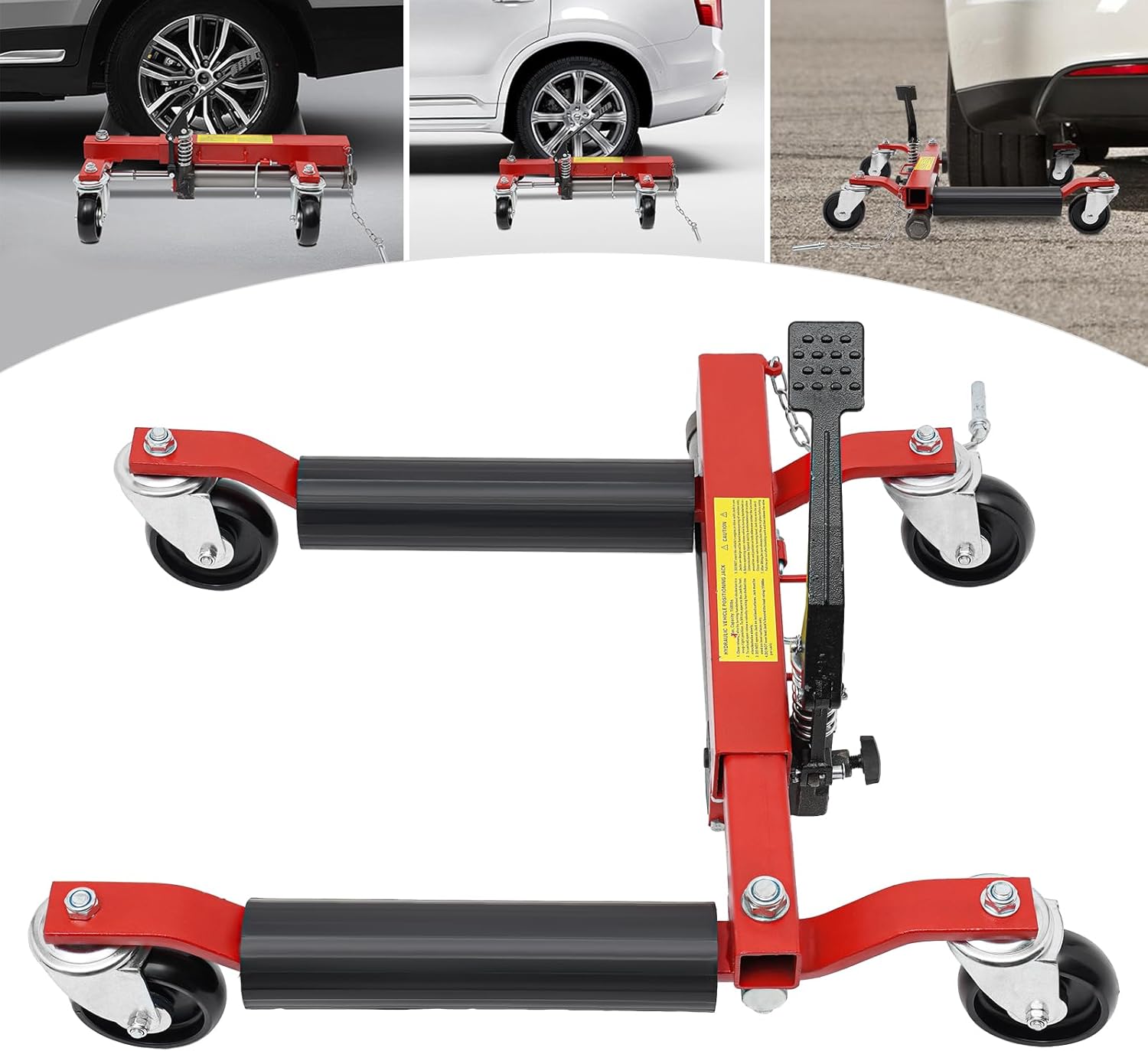 Wheel Dolly 1500LBS Load Capacity Wheel Dolly Car Skate Heavy Duty Vehicle Positioning with Ratcheting Foot Pedal Ratchet Type Tire Skate Tire Jack for Car Truck RV Trailer