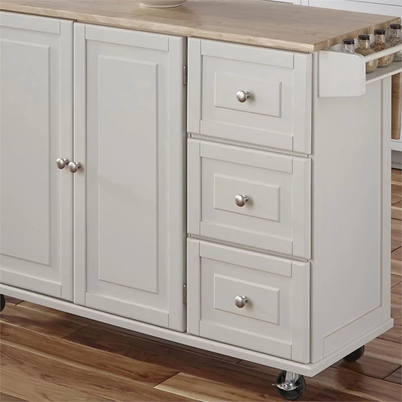Hawthorne Collections Traditional Wood Kitchen Cart in White