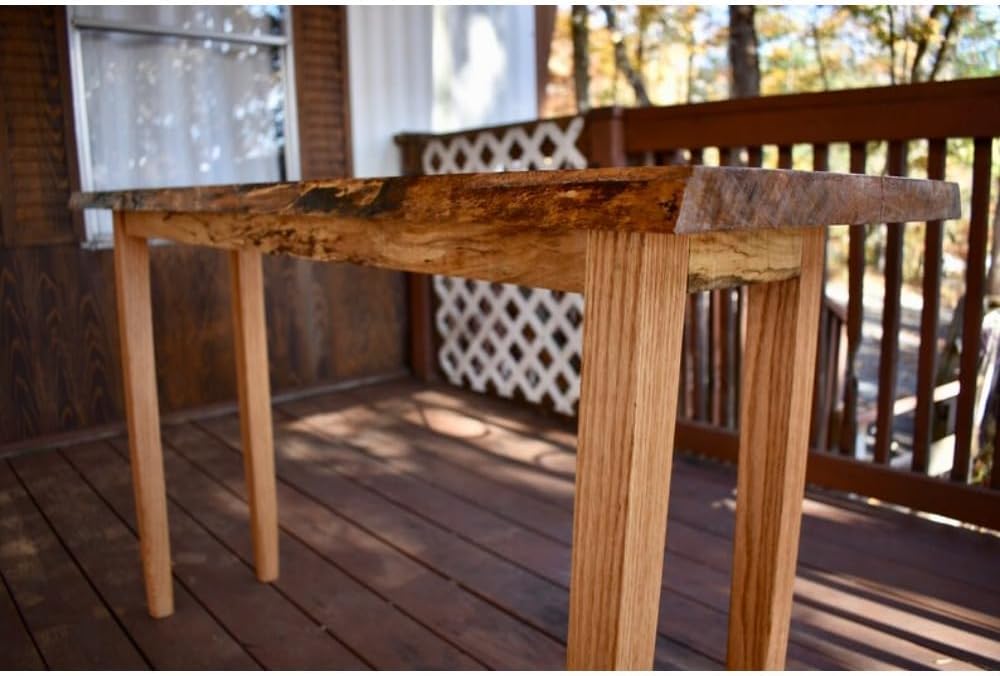Maple Office Desk, Hallway Table, Rustic, Woodworking, Bedroom Desk, Spalted, Live Edge Table, Wood Work Desk, PC Laptop Workstation, 13"W x 28"H x 44"D, Computer Table for Bedroom, Living Room