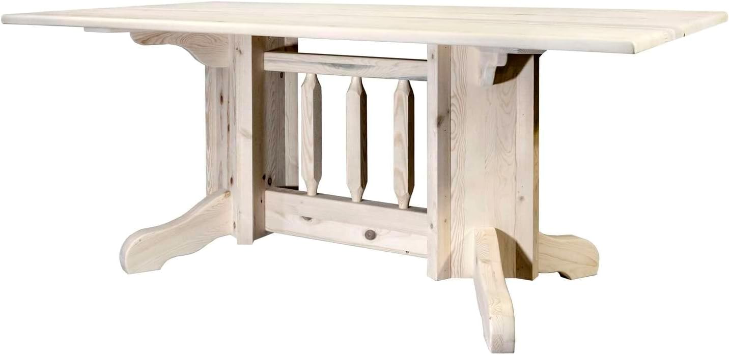 Montana Woodworks Homestead Collection Double Pedestal Dining Table, Clear Lacquer Finish
