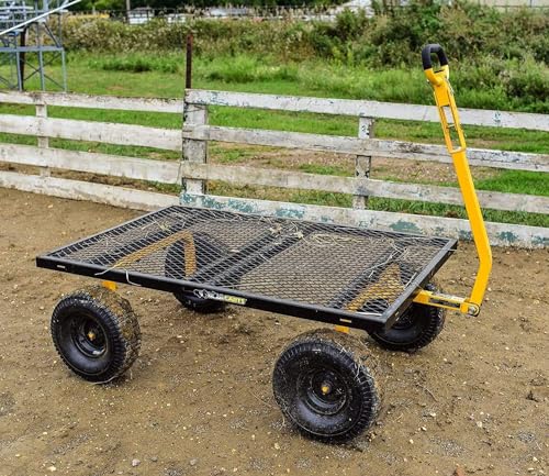 Gorilla Carts 1000 Pound Capacity Heavy Duty Steel Mesh Versatile Utility Wagon Cart with Easy Grip Handle for Outdoor Hauling and Gardening, Gray