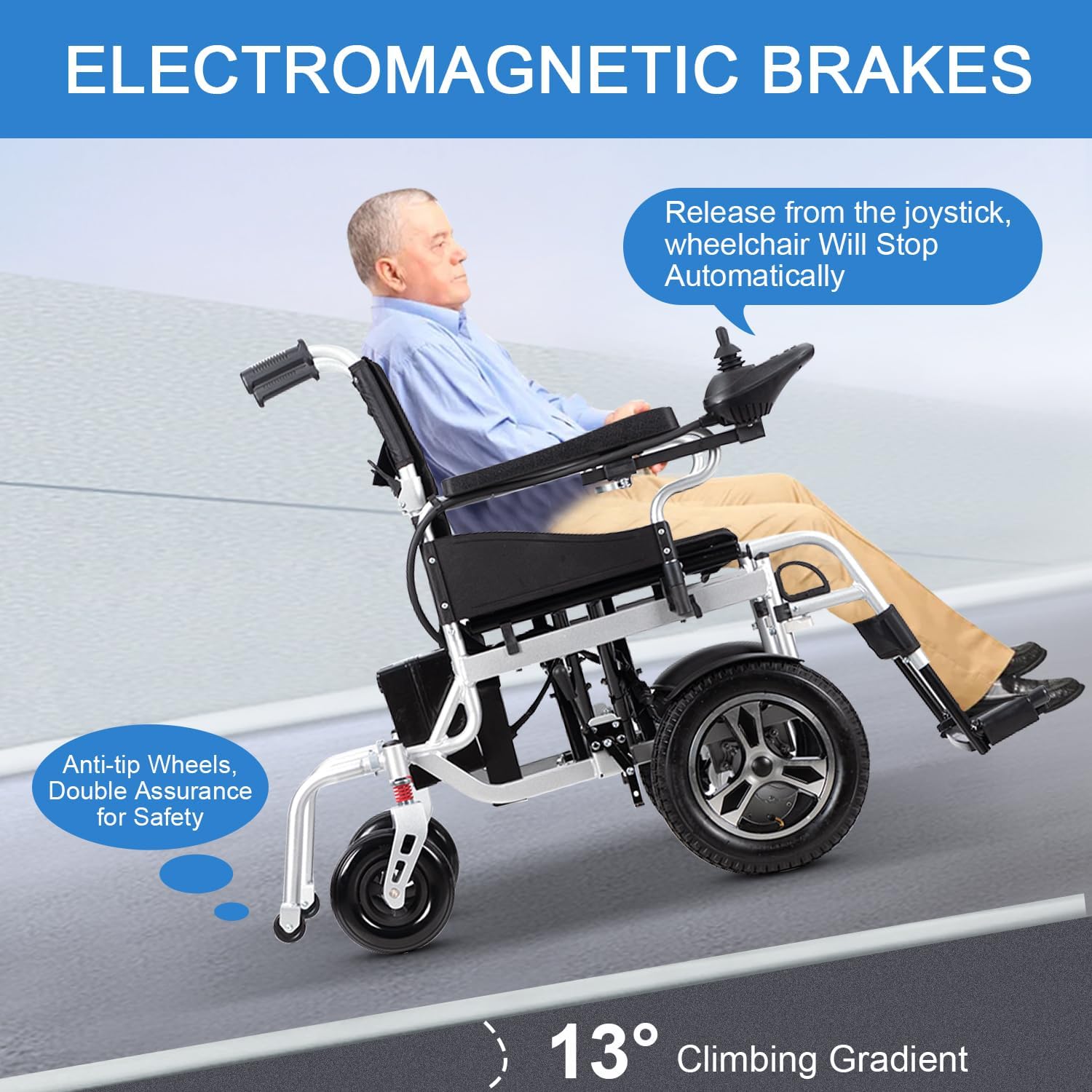 Electric Wheelchair,15 Miles Electric Wheelchairs for Adults,Lightweight Foldable All Terrain Motorized Wheelchair For Seniors,Portable Power Wheelchair for Travel,Compact Mobility Scooters-Up to330lb