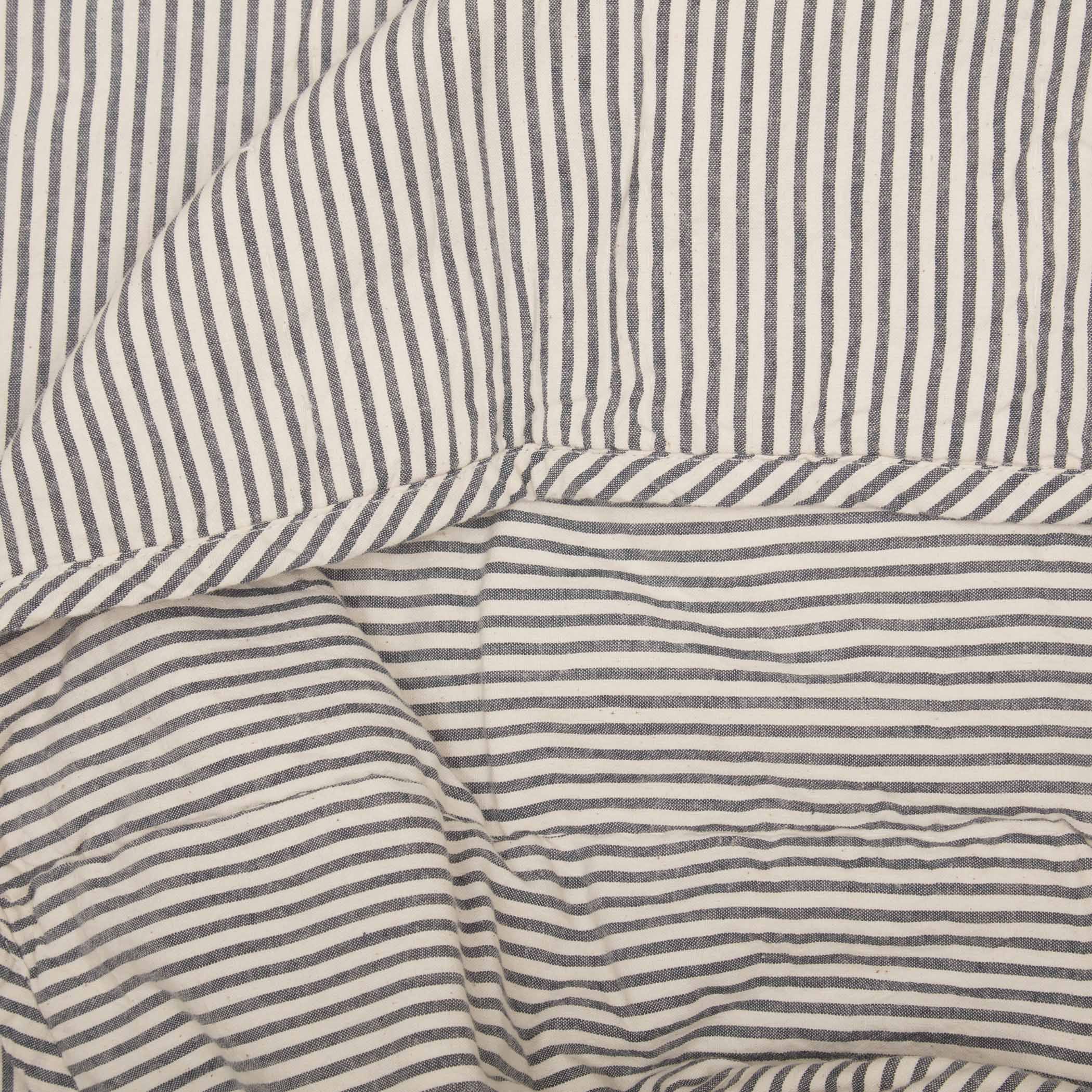 Hatteras Seersucker Blue Ticking Stripe Queen Quilt Coverlet
