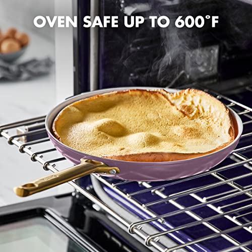 GreenPan Reserve Hard Anodized Healthy Ceramic Nonstick 10" and 12" Frying Pan Skillet Set, Gold Handle, PFAS-Free, Dishwasher Safe, Oven Safe, Sunrise Yellow