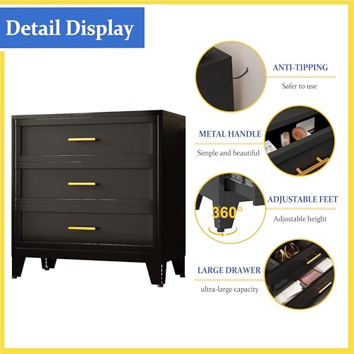 3 Drawer Metal File Cabinet, Bedroom Dresser Drawers, Multi-Functional Accent Drawers Cabinet, Lateral File Cabinets for Collection and Storage Files Letter/Legal/F4/A4 Etc Size (Green)