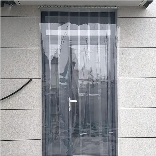HSOQN Clear Door Strips Curtain, PVC Strip Door Curtain Windproof Plastic Curtain Insulation Curtain for Freezers Warehouse Shops Doorway