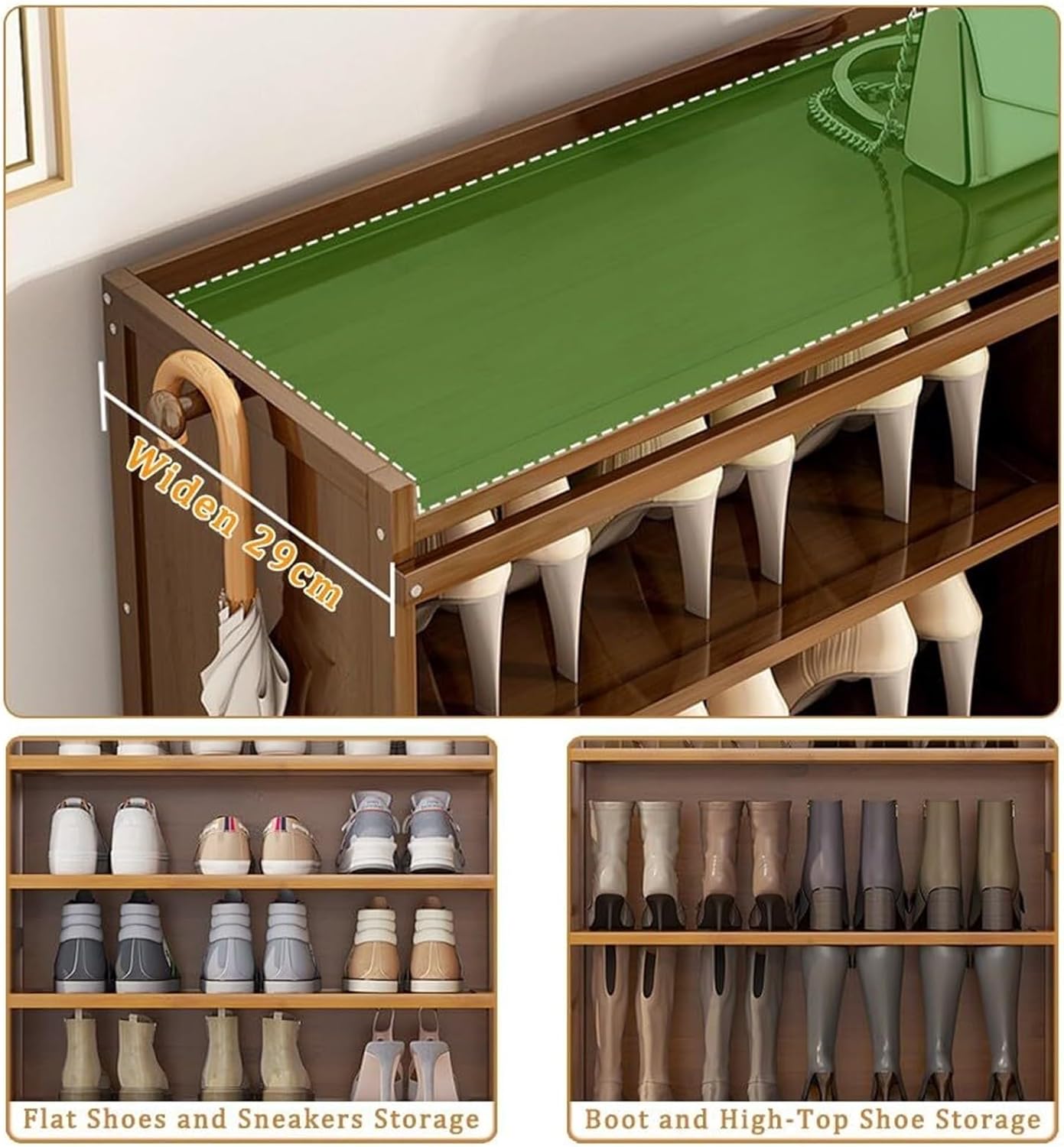 9-Tier Shoes Storage Cabinet, 43-47 Pairs Hallway Slim Shoe Cabinets, with Dust Cover Bamboo Racks for Storage, for Entrance Hall, Living Room, Warehouse