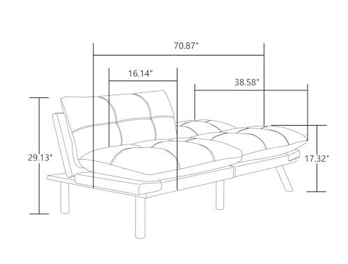 Warmiehomy Velvet Convertible Futon Sofa Bed, 70.87" Comfy Loveseat Sleeper Sofa with Adjustable Backrest Armrest and Wood Legs 2 Seater Small Couches for Living Room, Bedroom, Navy Blue