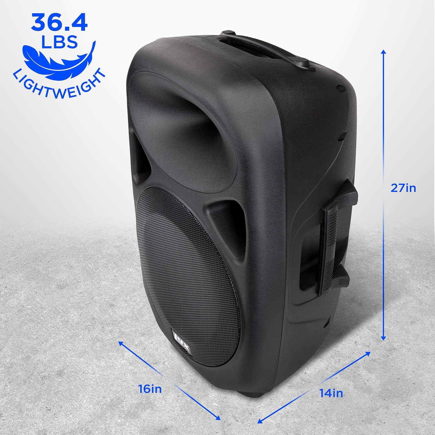 LyxPro 15 Inch PA Active Speaker System Compact and Portable with Equalizer, Bluetooth, MP3, USB, SD Card Slot, XLR, 1/4��, 3.5mm Input, Carry Handles, SPA-15