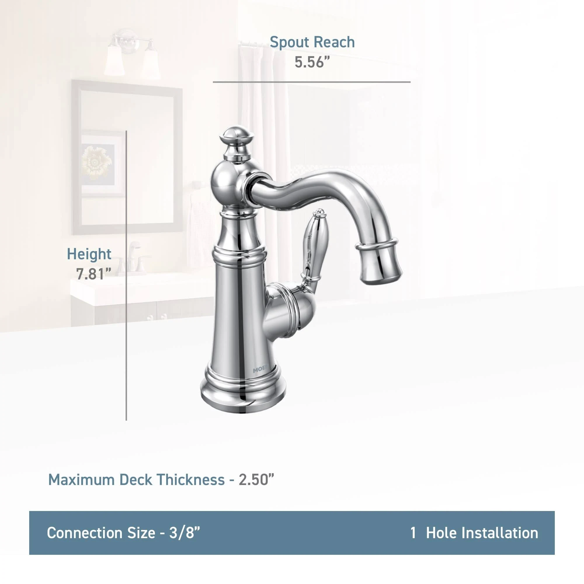 Moen S42107 Weymouth Single Handle Single Hole Bathroom Faucet - Matte Black