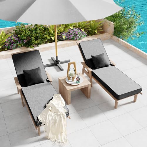 Outdoor Water-Resistant Olefin Chaise Lounge Cushions with Pillow, Weather and Fade Resistant Patio Furniture Lounge Chair Cushion Ideal for Patio, Lawn, Garden, Turquoise, 72"L x 21"W x 5"T