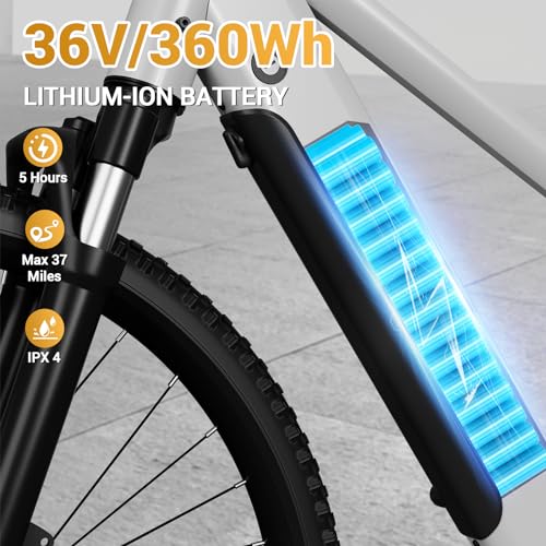 Electric Bike for Adults,Electric Bicycle 23MPH,26" Tire,Peak 500W Motor,Range 40 Miles,7-Speed,Commuter Electric Bike with 360Wh Removable Battery,LCD Display,Suspension Fork