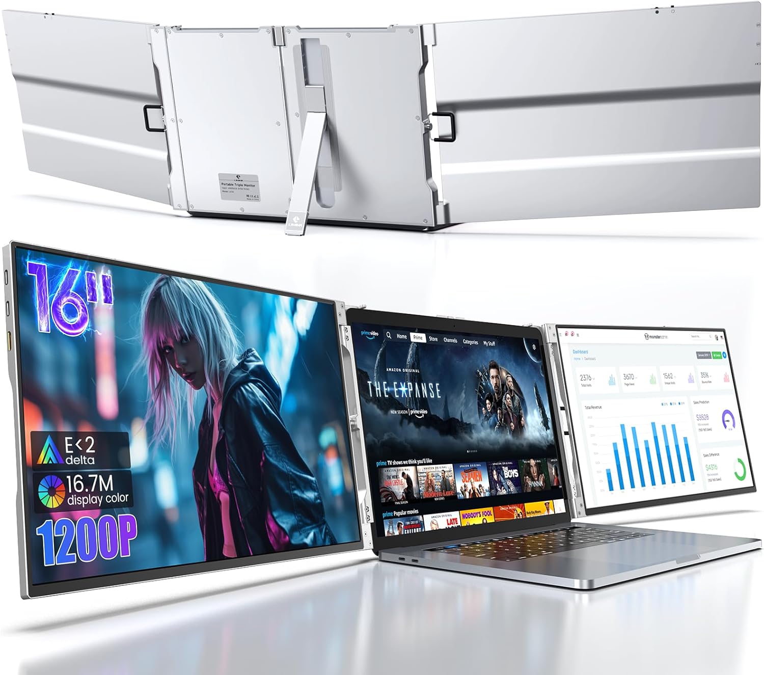 L LIMINK LK15 Portable Triple Monitor for 13-16 Inch Laptop LK16 Portable Triple Monitor for 15-17.3 Inch Laptop