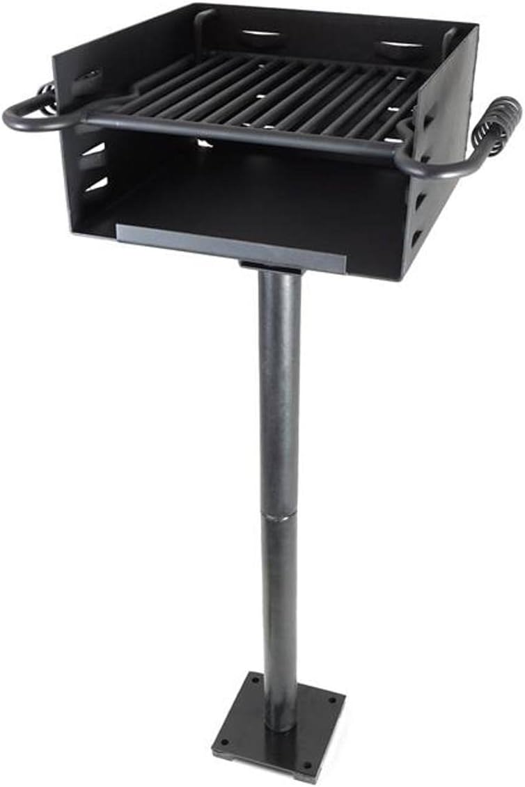 Titan Single Post Park Style Grill Charcoal Grill w Base Anchor BBQ Heavy Camp