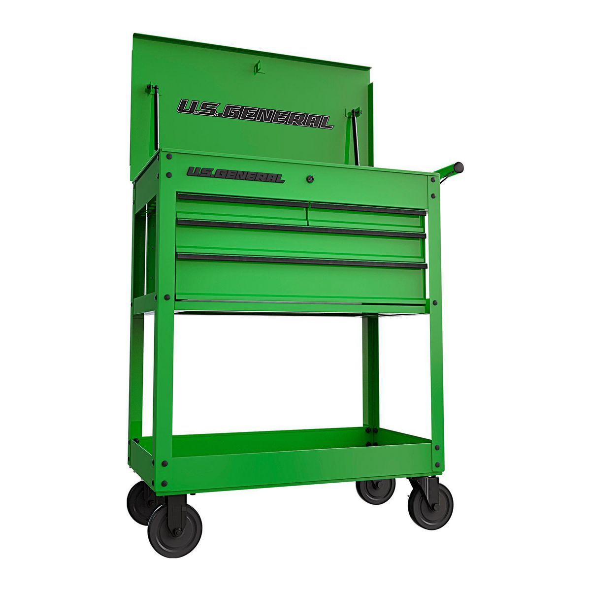 U.S. GENERAL 30 in., 4-Drawer Tech Cart, Red