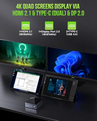 GMKtec Gaming PC, K11 AMD Ryzen 9 8945HS(8C/16T, Up to 5.2GHz), 32GB DDR5 RAM 1TB Mini PC Desktop Computer, Oculink, Dual NIC 2.5GbE LAN, HDMI/DisplayPort/USB4*2