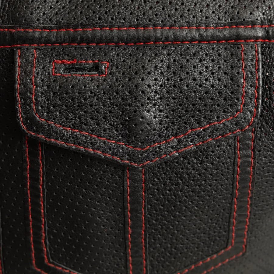 First Mfg Co Sharp Shooter Mens Motorcycle Biker Riding Leather Vest Club Style Vest w/Mesh lining and Conceal Carry Pockets