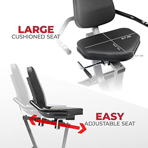 Sunny Health & Fitness Smart Recumbent Bike, Full-Body Home Training with Arm/Leg Exercisers, Indoor Cycling Workout Machine Plus Adjustable Seat & Bulit-in Pulse Sensors, Free SunnyFit App Connection