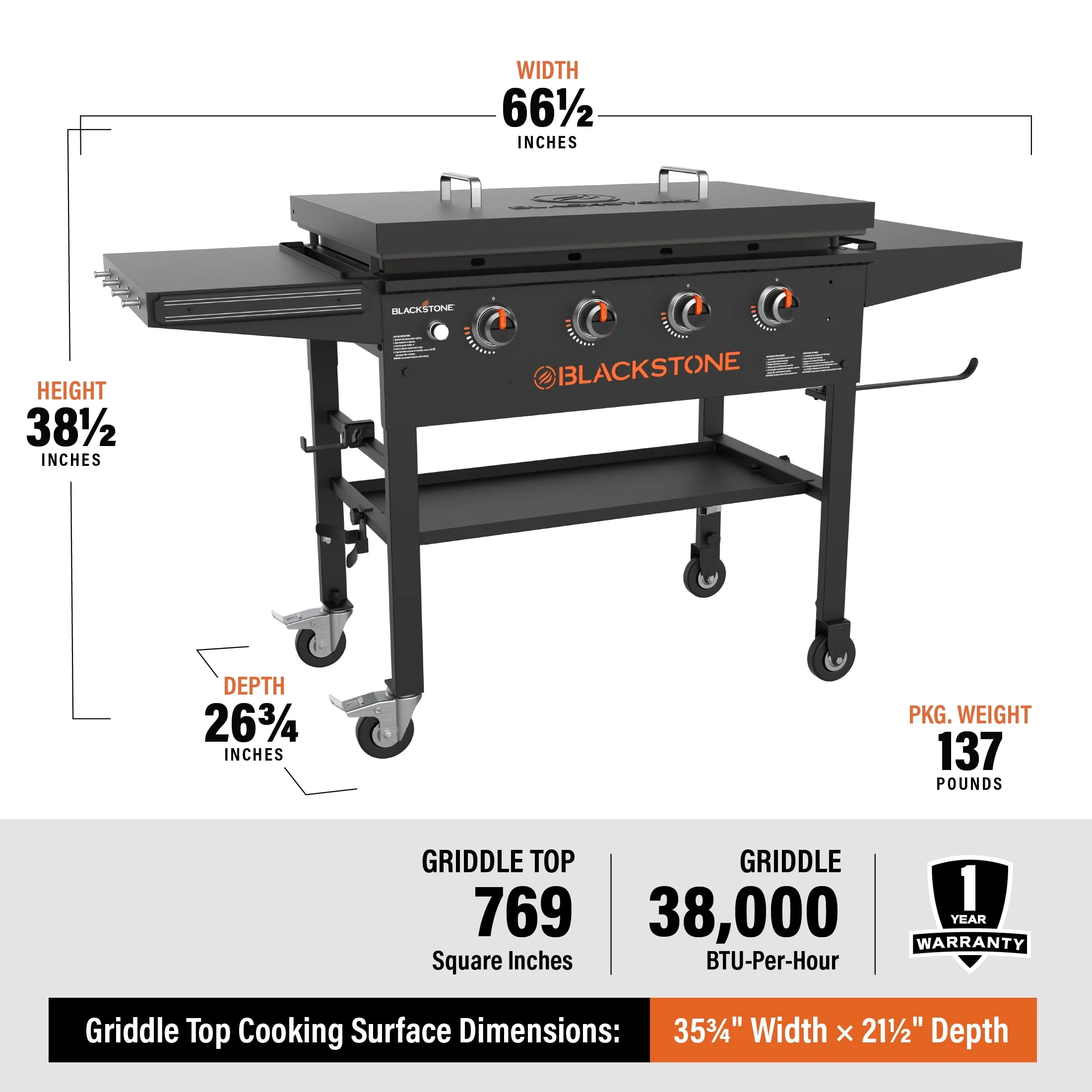 Blackstone 4-Burner 36 Griddle Cooking Station with Hard Cover
