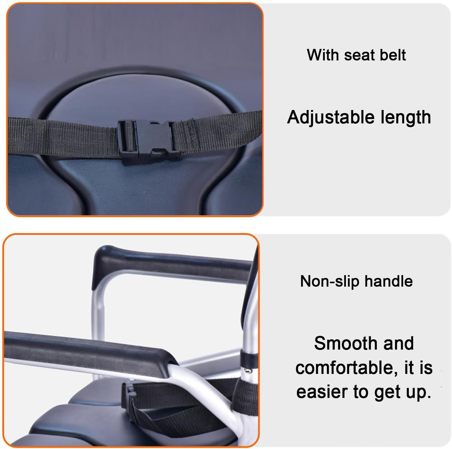 Height-Adjustable Commode Chair,Commode Chair on Wheels,Foldable Mobile Toilet Shower Stool for The Elderly and Disabled,Bedside Commode Chair with Removable Bucket and Flip-up Footrest
