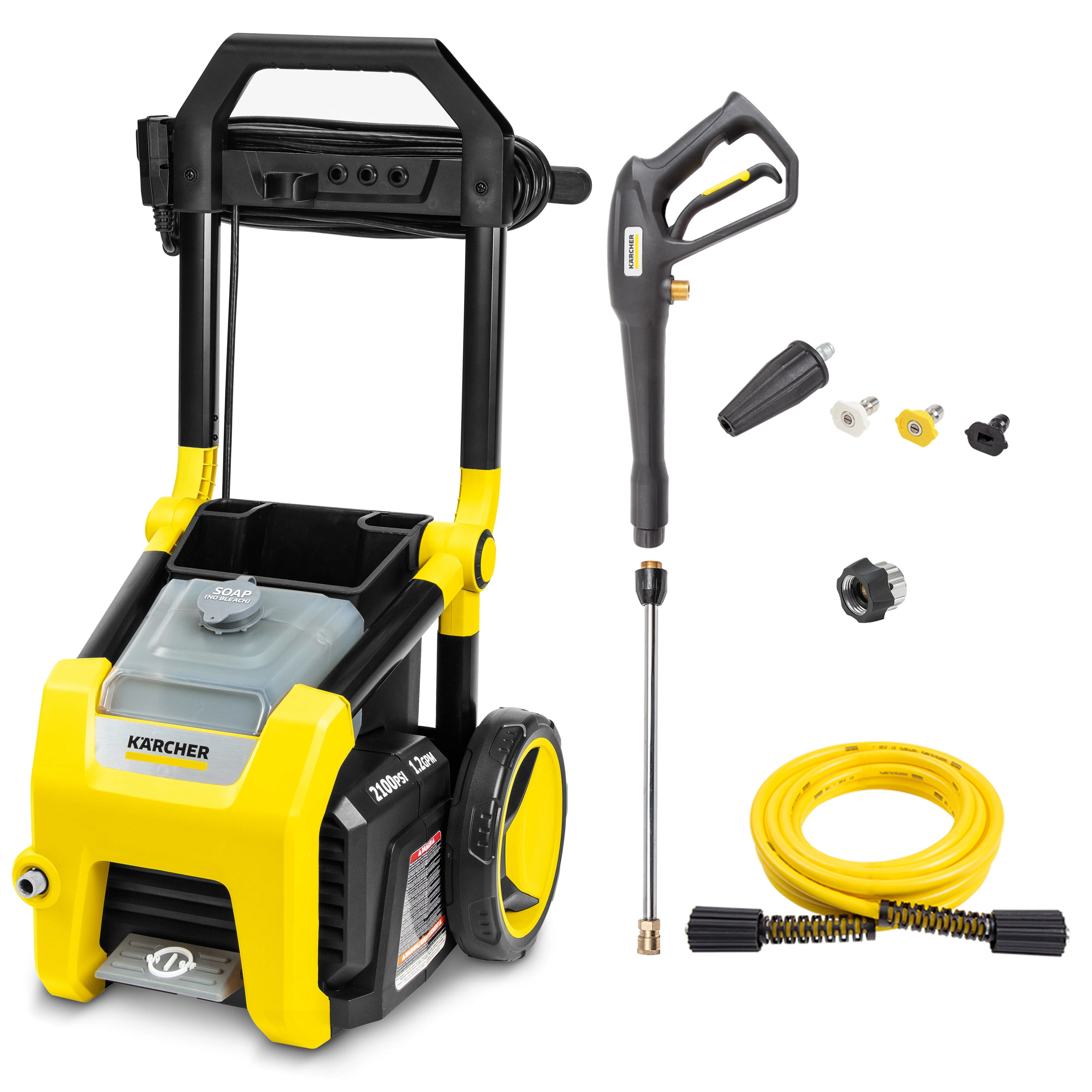 Karcher K1900PS 2375 Max PSI Electric Pressure Washer with 3 Nozzles and Hose, 1.2 GPM, Power Washer