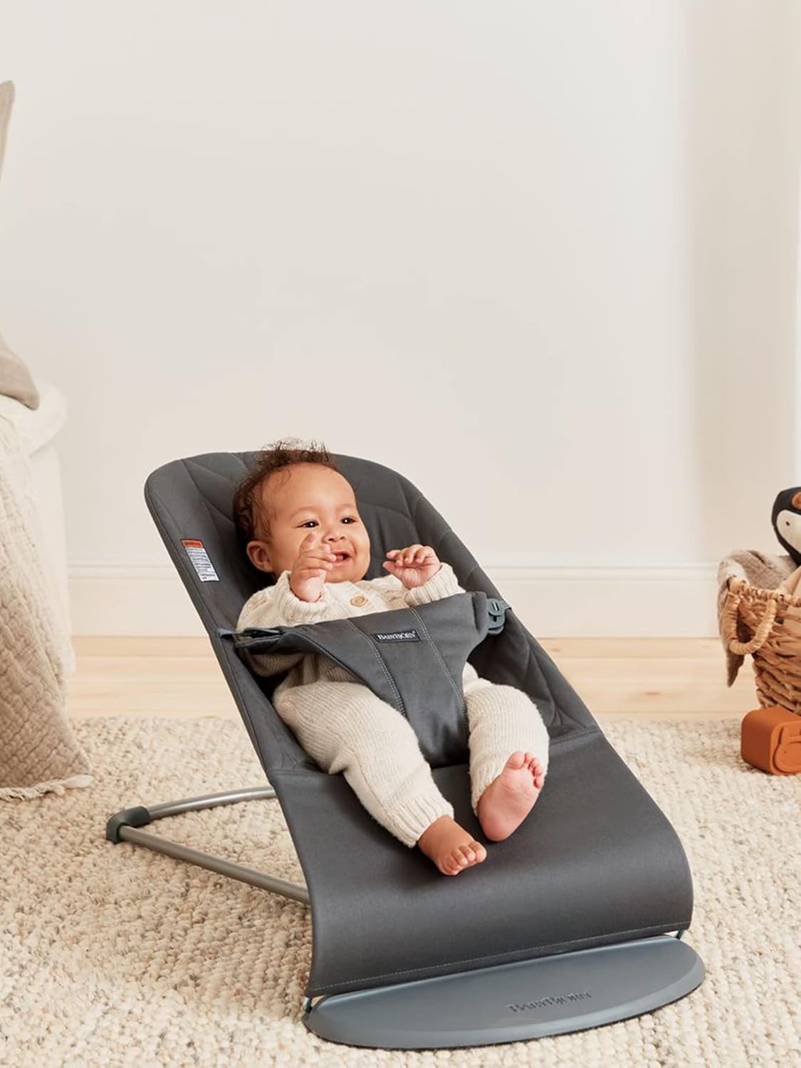 BabyBjörn Bouncer Bliss, Cotton, Petal Quilt, Anthracite