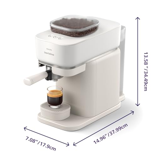 Philips Baristina Espresso Machine, Grind, Tamp & Brew Coffee Beans in One Swipe, Compact, 16 Bar Pump Pressure, Automatic Grinder, Black with Black Portafilter (BAR300/60)