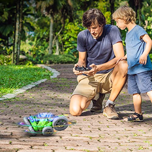 DEERC 1/14 Brushless Fast Extreme 70kph 4X4 Off-Road Truck, 7 Lighting Modes Remote Control with 2 Li-ion Batteries, Electric Large Truggy for Snow Sand