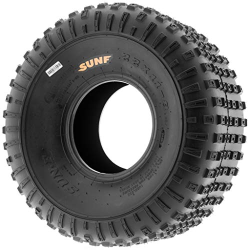 Pair of 2 SunF XC Sport 22x11-8 ATV Golf-Cart Lawn-Mower Knobby Tires, 6 PR, Tubeless A011