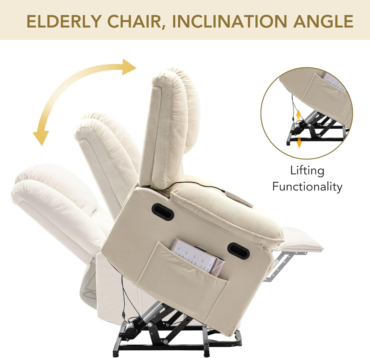 Euphoria Power Lift Massage Recliner Chair - Beige