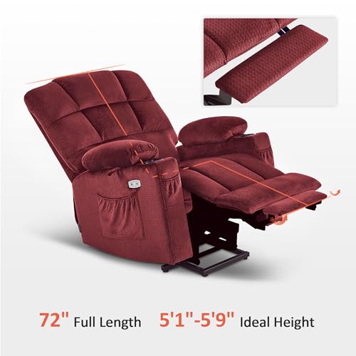 MCombo Large Dual Motor Power Lift Recliner Chair for Elderly, Massage and Heat, Lay Flat, Zero Gravity, Home Button, USB Port, Fabric 7680 (Large, Beige)