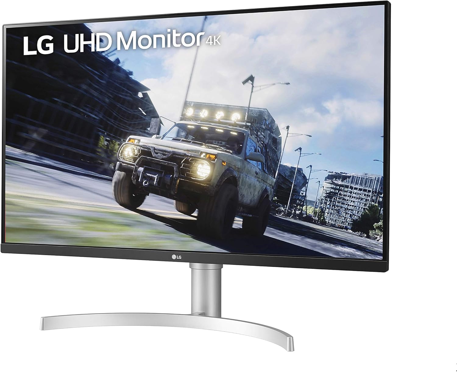 LG 32UN550-W Monitor 32" UHD (3840 x 2160) Display, DCI-P3 90% Color Gamut, HDR 10, AMD FreeSync, Borderless Design, Tilt/Height Adjustable Stand - Silver