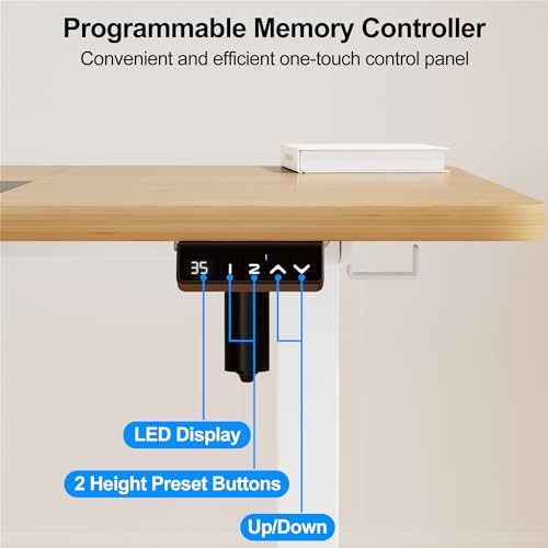 WOKA Electric Height Adjustable Electric Standing Desk, 55 x 28 Inch Sit Stand Desk with Memory Controllers, Stand up Desk for Home Office, Rustic Brown and Black Tabletop