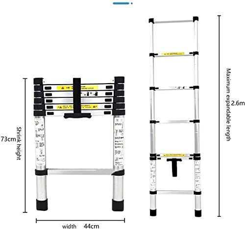 Ladders,Telesladder 2.3M Aluminum Telesladder Portable Loft Ladder Foldable Non-Slip Extendable for Outdoor Indoor Roof Work/19Ft/5.9M