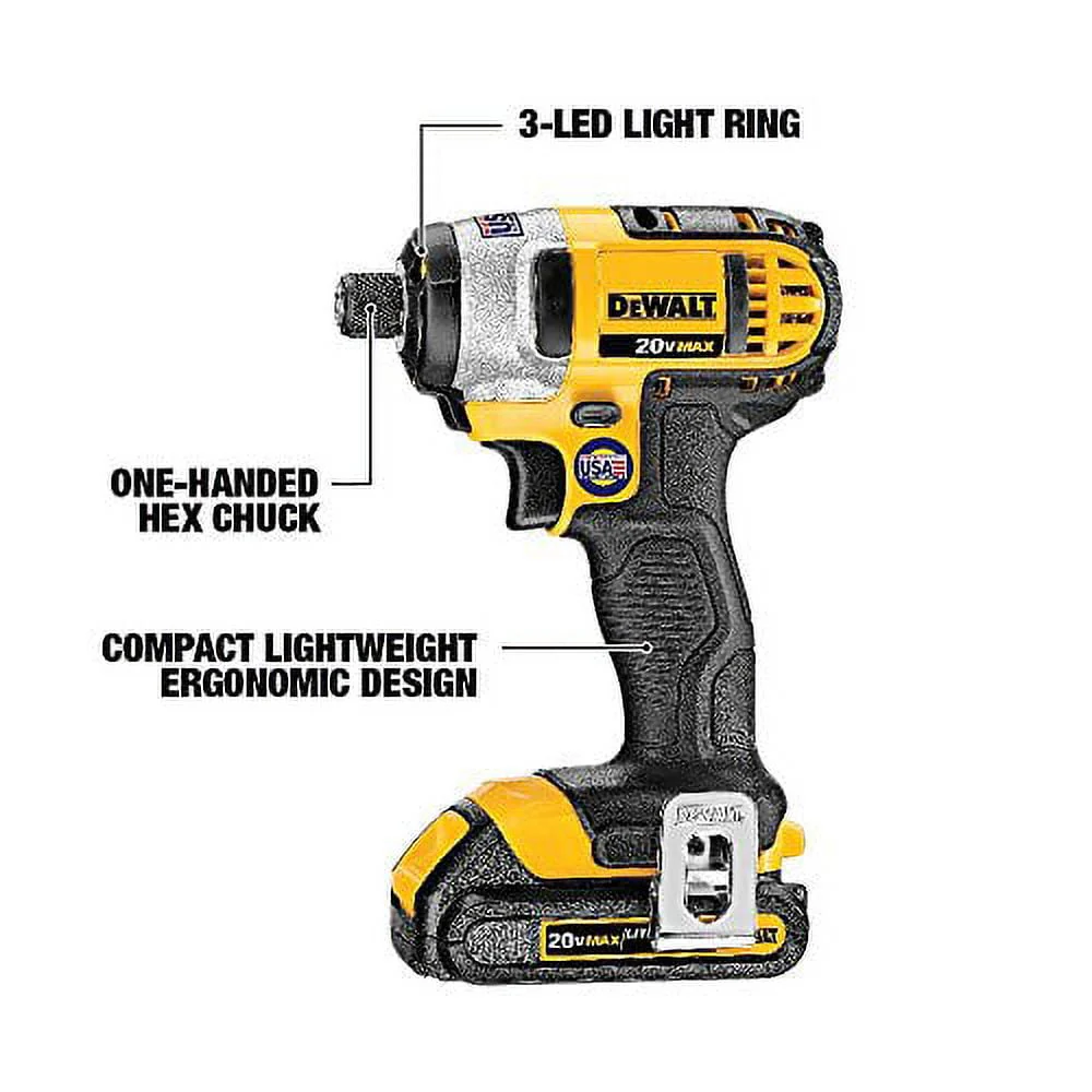 DeWALT庐 20V MAX Cordless Drill Driver/Impact Driver Combo Kit 1.3 Ah Lithium Ion