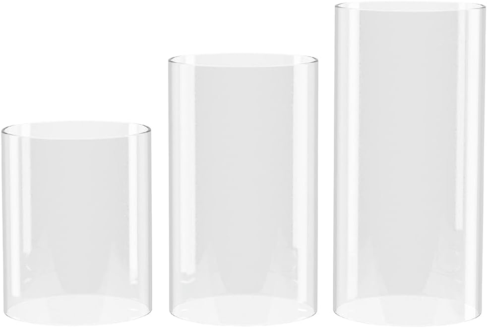 SUNWO Borosilicate Glass, Clear Candle Holder, Glass Chimney for Candle Open Ended, Glass Hurricane Candle Holders Diameter 6, Height 8
