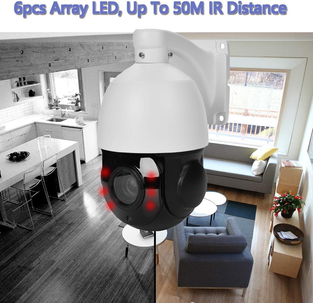 4K Outdoor PTZ IP POE 8MP Security IP Camera Pan Tilt 30xOptical Zoom Speed Dome 300FT IR Night Vision Motion Detection Remote View Two-Way Audio