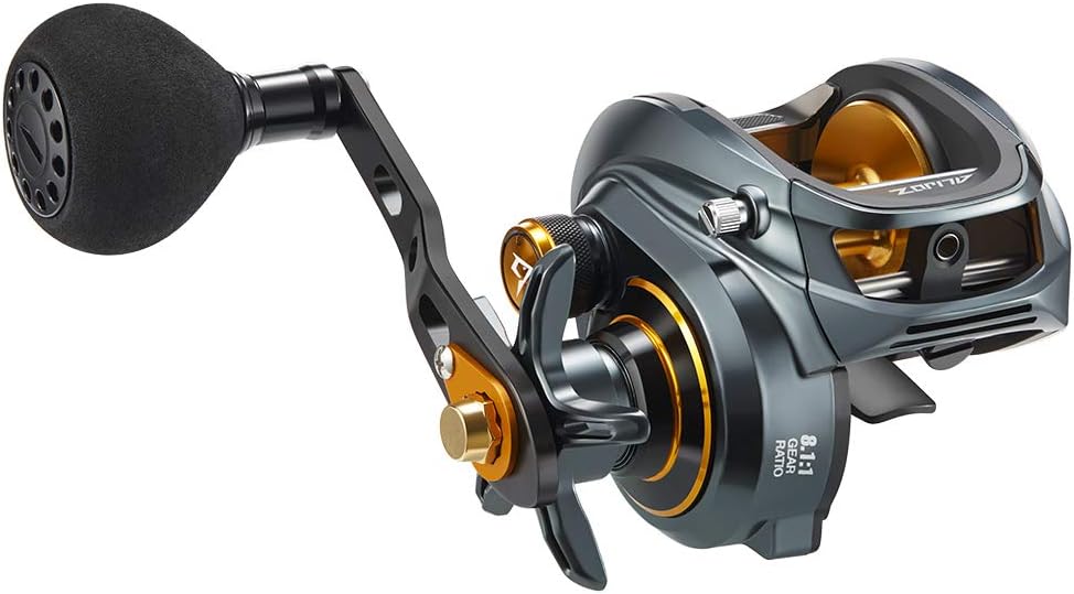 Piscifun Alijoz Baitcasting Reels - Size 300 Aluminum Frame Baitcaster, 33Lbs Max Drag Low Profile Baitcaster Reel, 5.9:1/8.1:1 Gear Ratio, Freshwater and Saltwater Powerful Handle Casting Fishing Reel