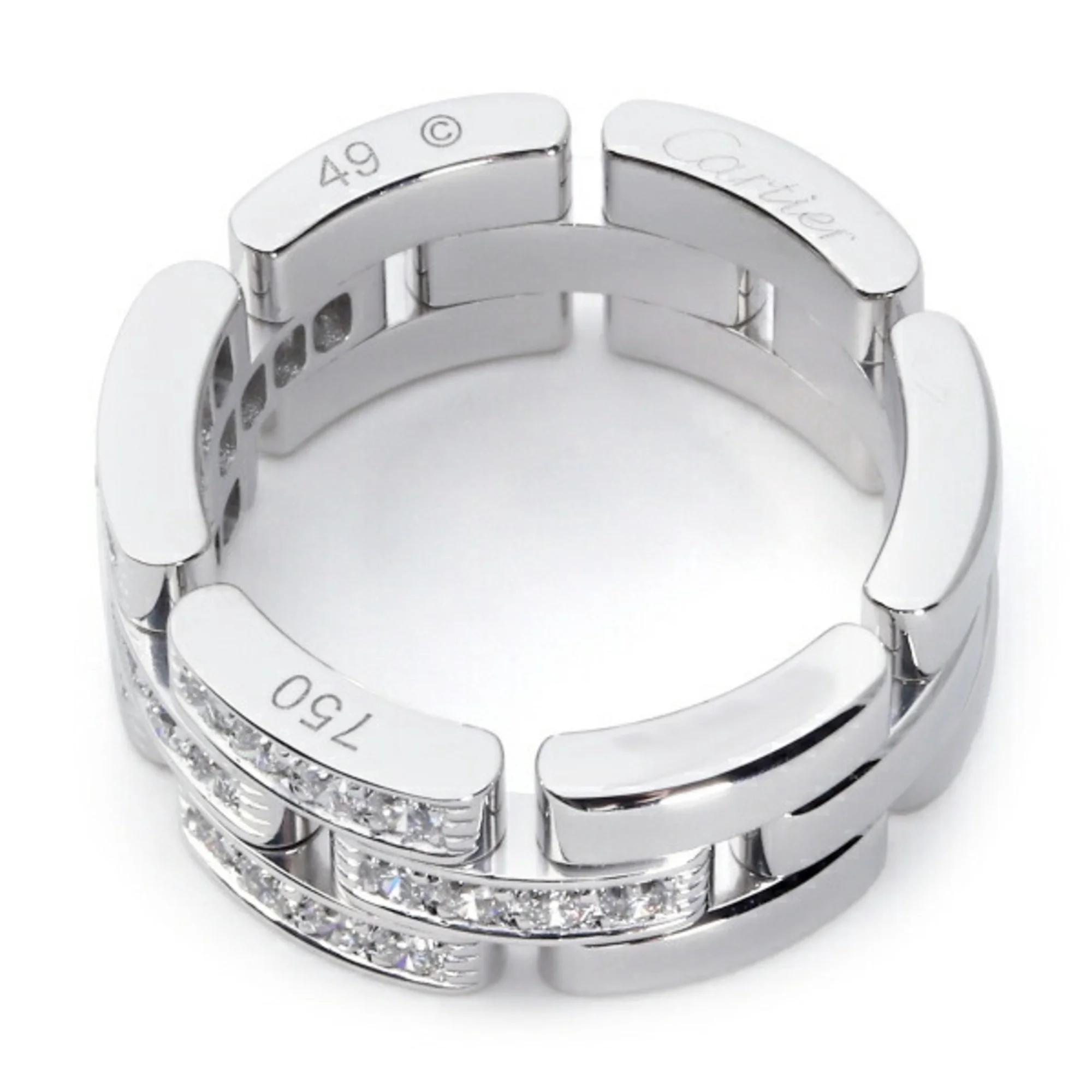 Pre-Owned Cartier Maillon Panthère 3-row K18WG White Gold Ring (Good)