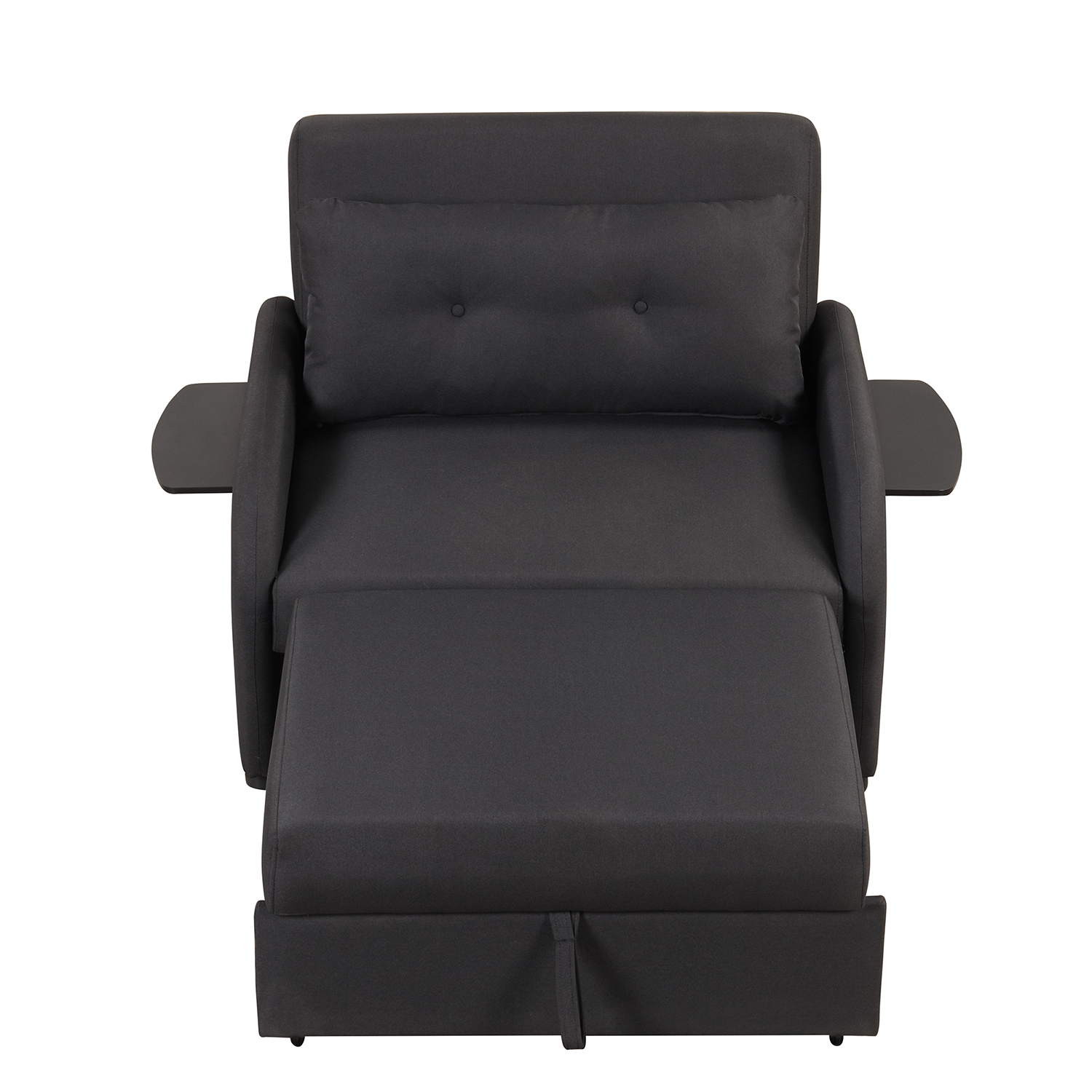 Churanty Sofa Bed Chair 3 in 1 Convertible Lounger Sleeper Single Recliner for Small Space with Adjustable Backrest,2 Wing Table Side Pocket and USB Charge,Black