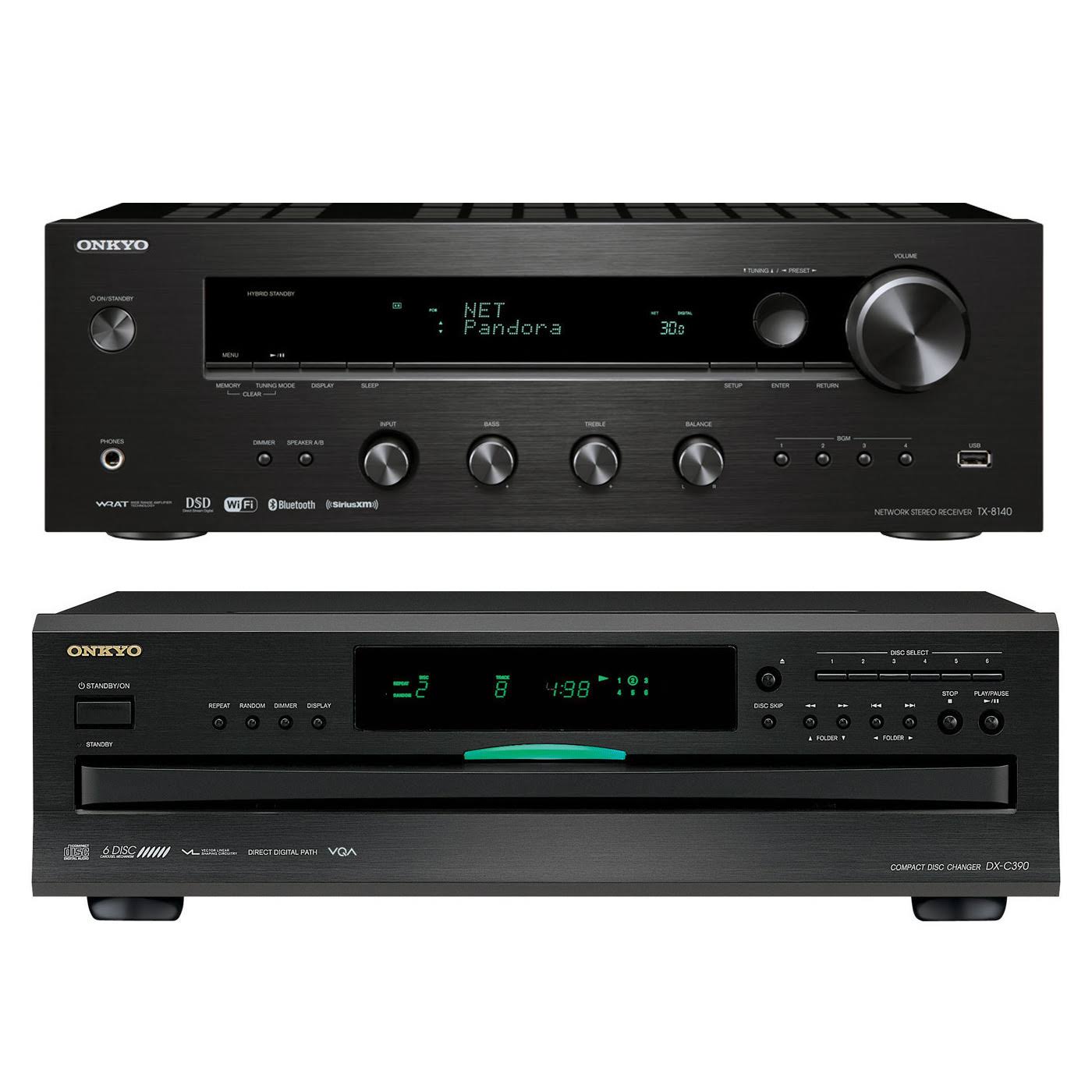 Onkyo Tx-8140 Network Stereo Receiver with Built-In Wi-Fi u0026 Bluetooth and DX-C390 6-Disc Carousel CD Player