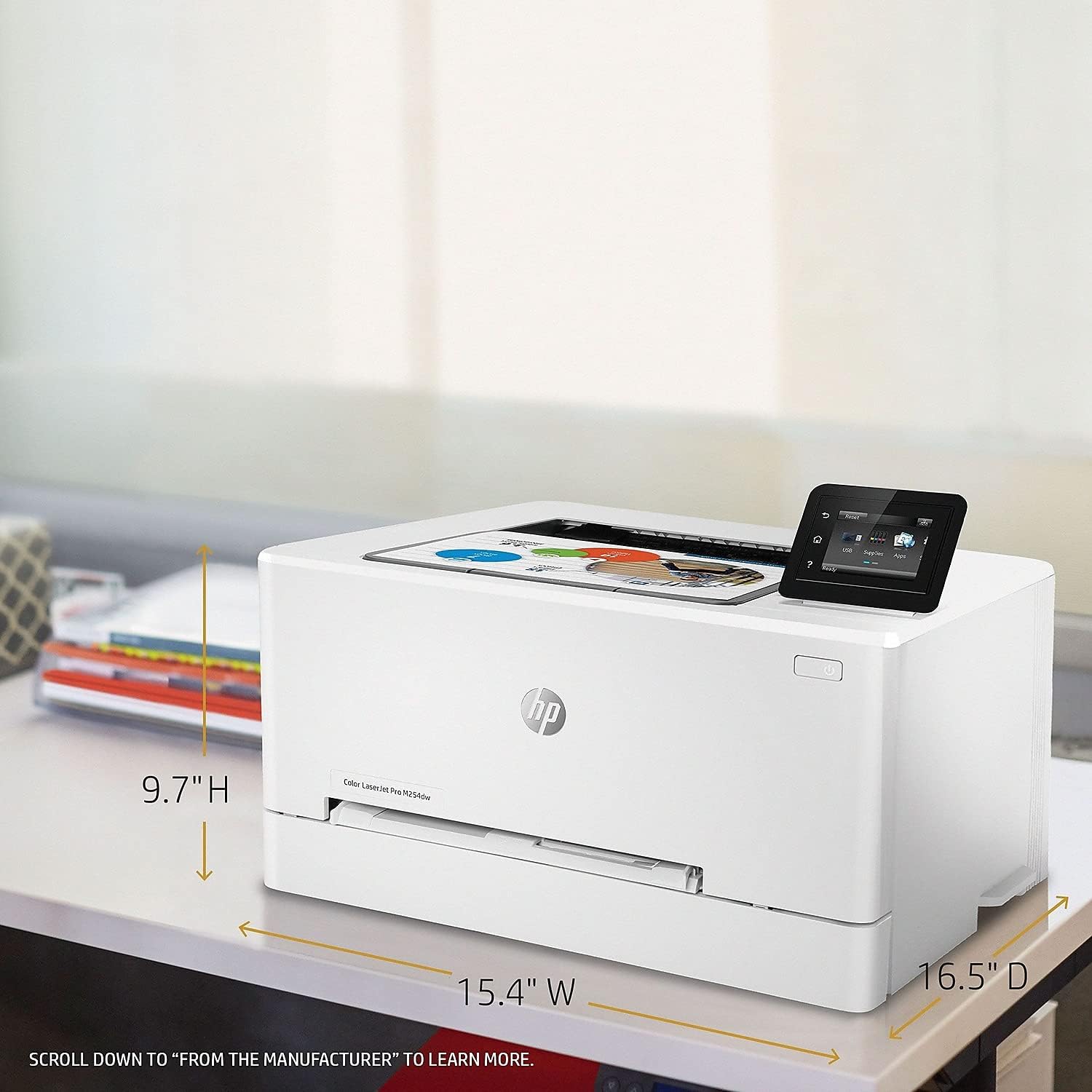 HP LaserJet Pro M254dw Wireless Color Laser Printer, Works with Alexa (T6B60A)